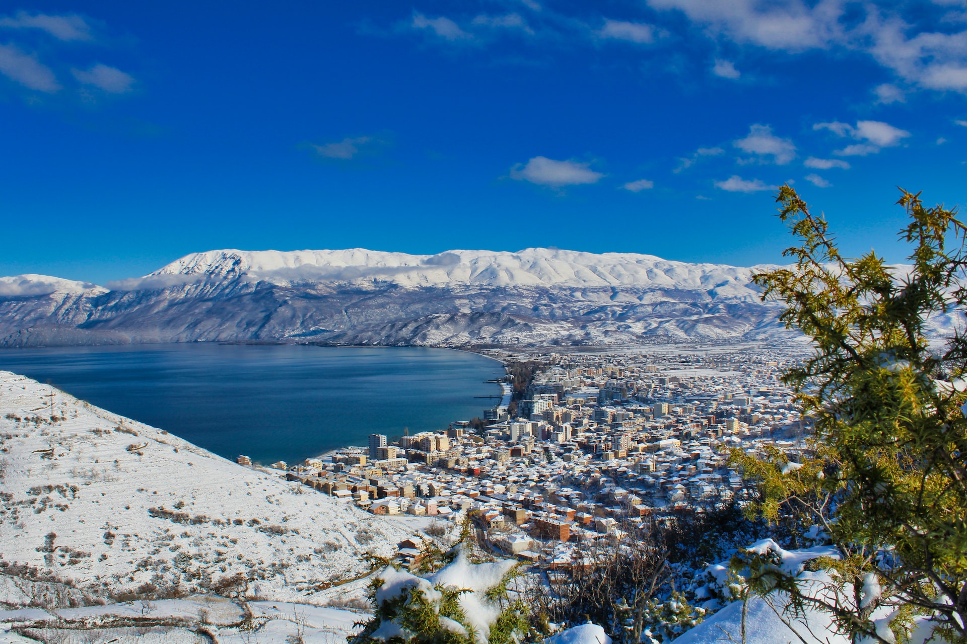Pogradec city on Ohrid Lake